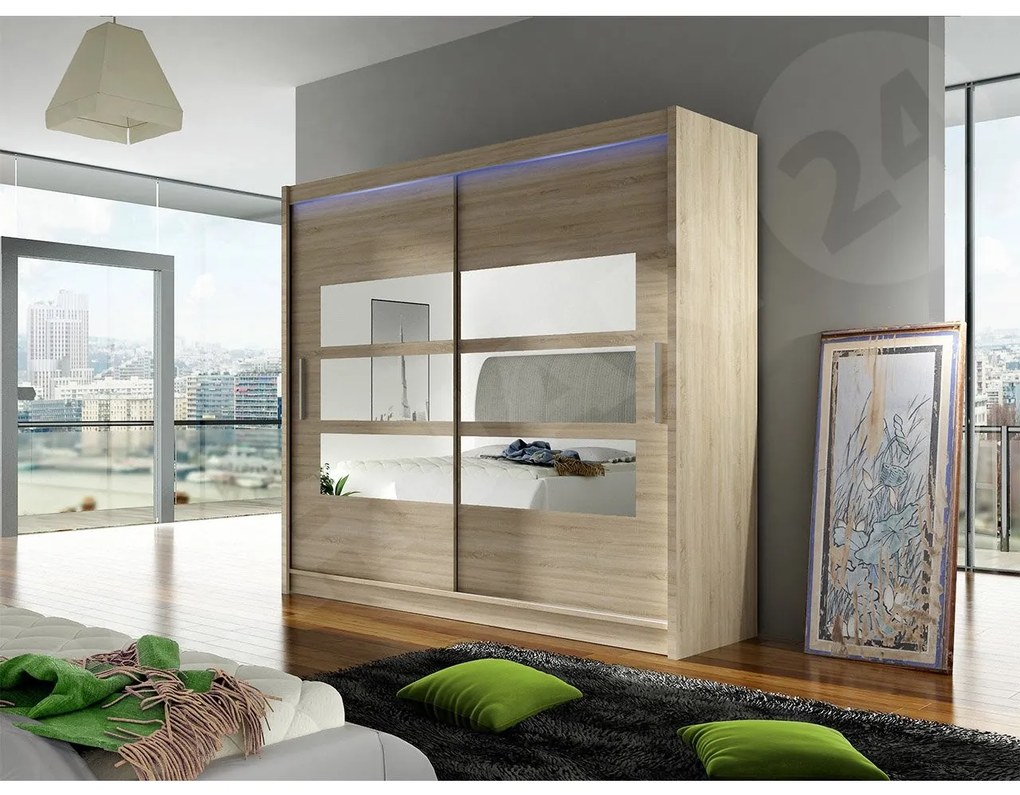 Skriňa London III 180, Farby: kašmír, Osvetlenie: osvetlenie LED RGB - farebné
