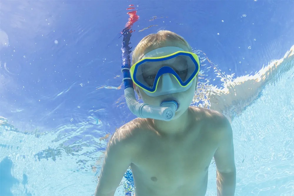 LEAN Detská potápačská súprava s plutvami - modrá