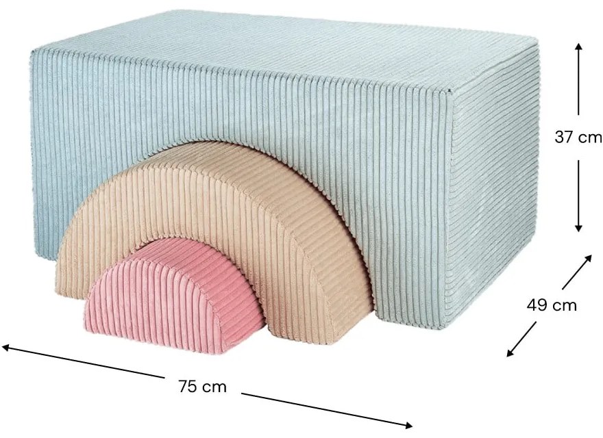Menčestrové penové ihrisko v mentolovej farbe 75x49x37 cm Rainbow Montessori – Wigiwama