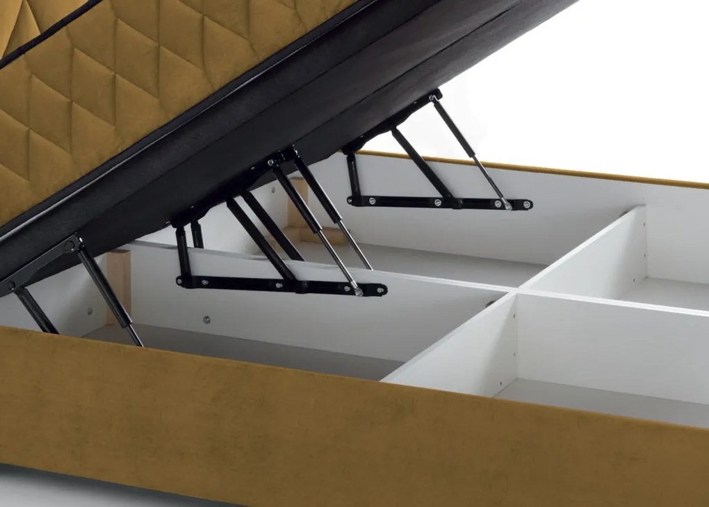 Posteľ Reve 180x200 cm, horčicovo žltá látka