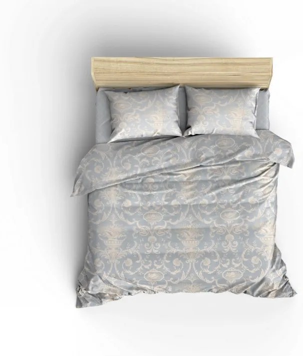 Bavlnený prehoz cez posteľ na dvojlôžko s obliečkami na vankúše a plachtou Pures modrý