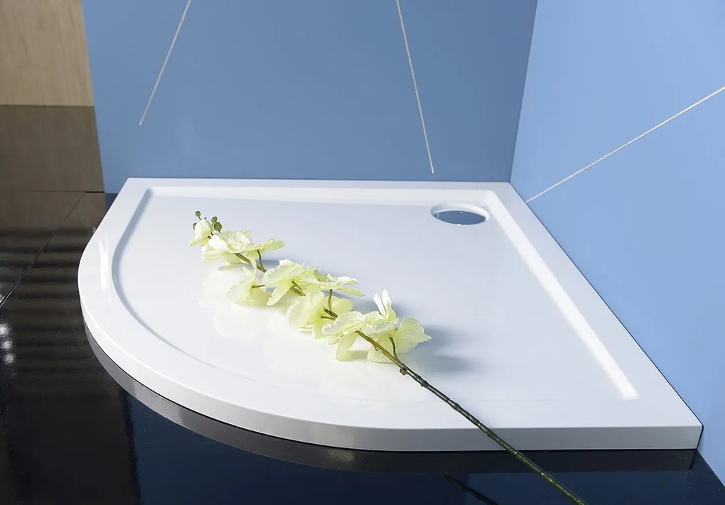 Polysan, SERA sprchová vanička z liateho mramoru, štvrťkruh 90x90x4cm, R550, biela, 41511