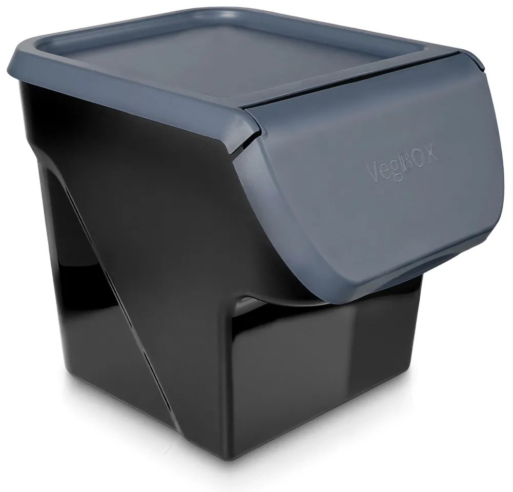 VILDE Úložný box na zemiaky a cibuľu s vetraním, VEGBOX sivý (14l - 5-8kg zemiakov)