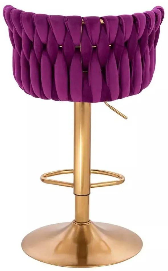 LuxuryForm DESIGN Barová stolička LYON VELUR na zlatom tanieri - fuchsia