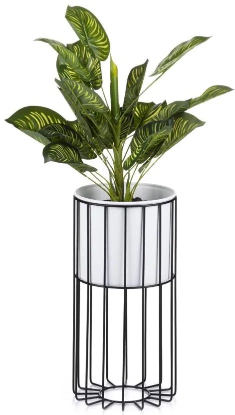 Kvetináč na stojane LOFT III 42 cm čierny/biely