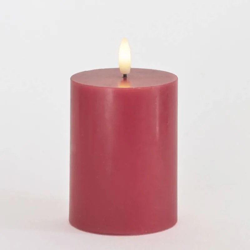 SIRIUS Vosková LED svíčka Sille, růžová švestka, 7,5 x 10 cm