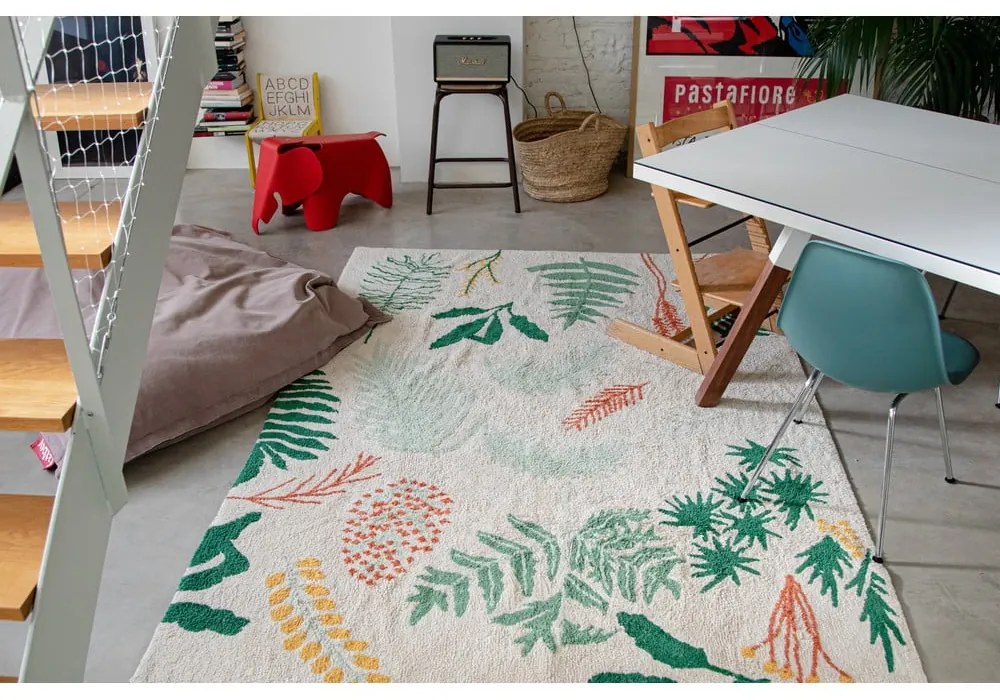 Prateľný ručne tkaný bavlnený detský koberec 170x240 cm Botanic Plants – Lorena Canals