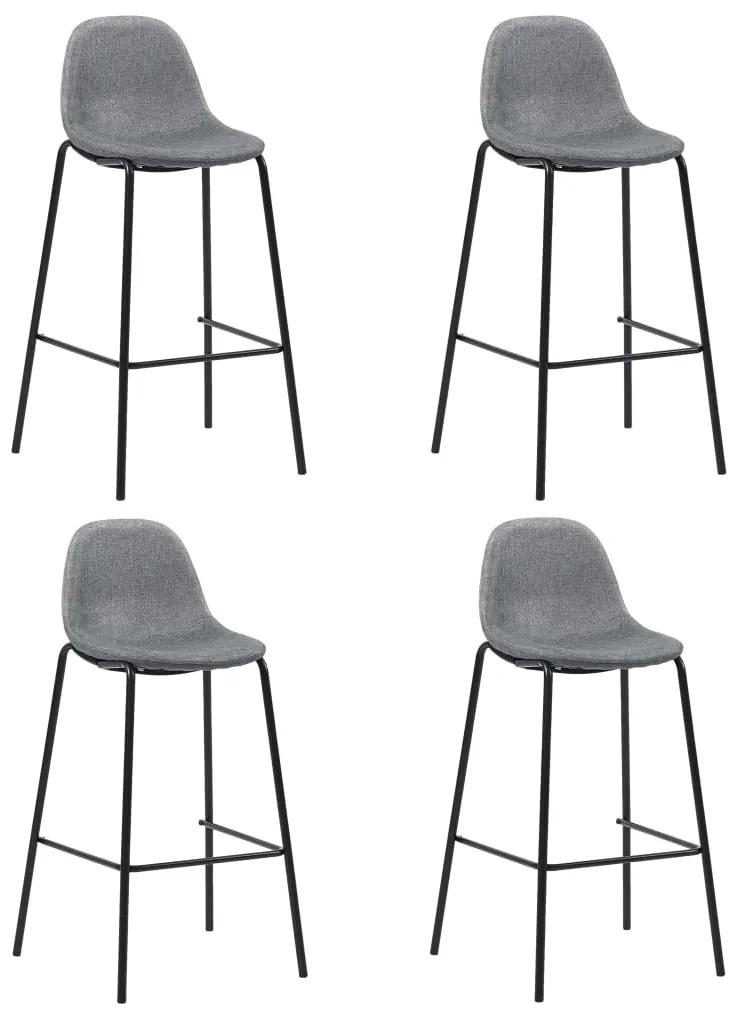 Barové stoličky 4 ks, svetlosivé, látka