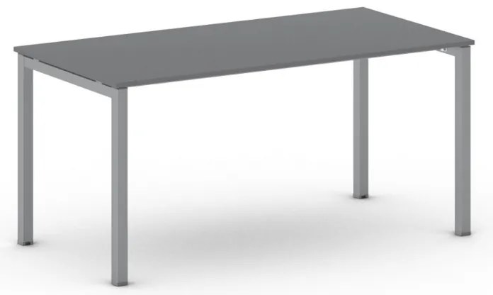 Rokovací kancelársky stôl PRIMO SQUARE, 160x80 cm, sivostrieborná podnož, grafit