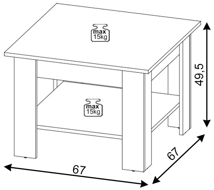 Konferenční stolek Minivas 67 cm bílý