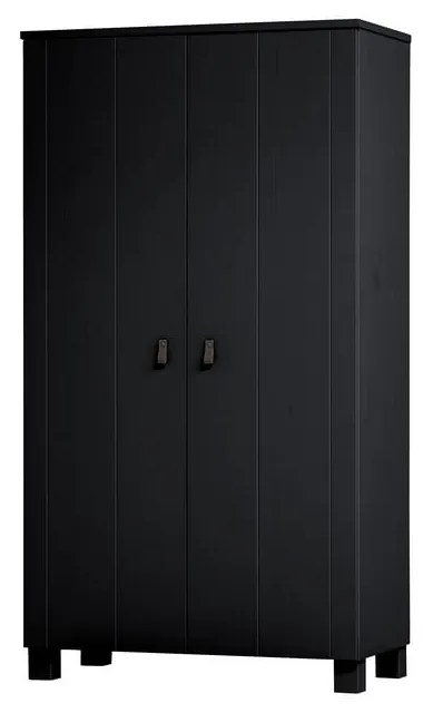 Čierna šatníková skriňa z borovicového dreva 111x202 cm Ties – WOOOD