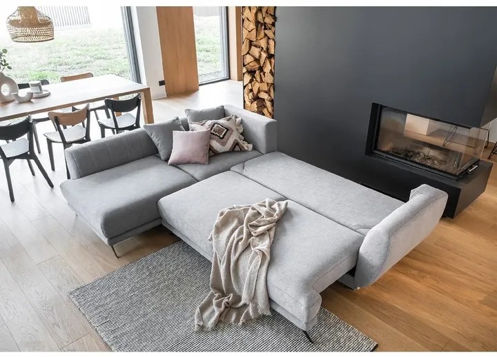 Rozkladacia rohová pohovka LARDE, petrolejová Varianta: Ľavý roh