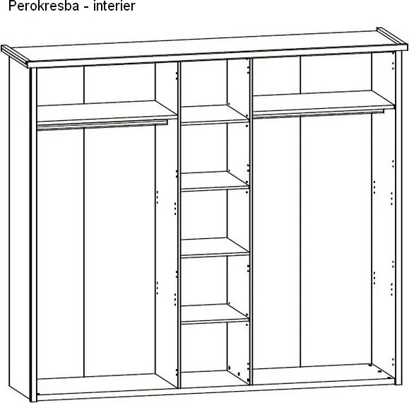 Šatníková skriňa Luca, 5-dverová