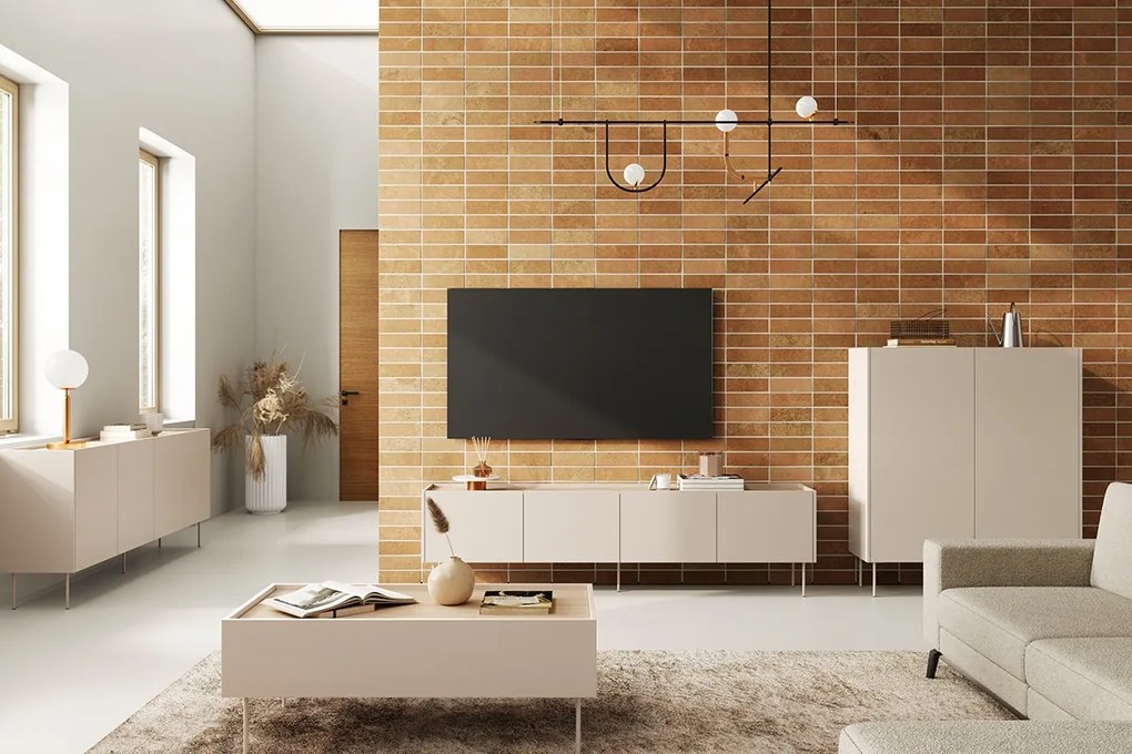 TV skrinka štvordverová Desin 220 4D - kašmír / Dub nagano
