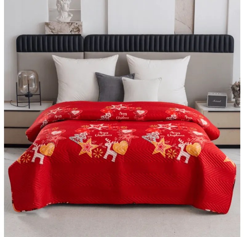 Prehoz na posteľ RETRO RENDEER, červený Rozmer: 220 x 240 cm
