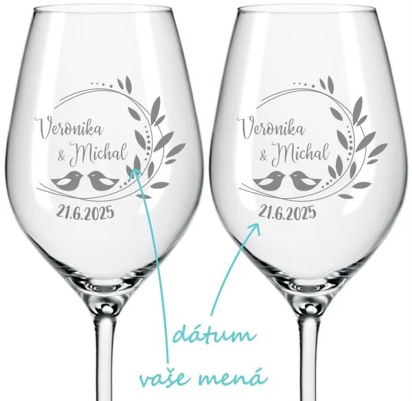 Svadobné poháre na víno Romance 2 ks