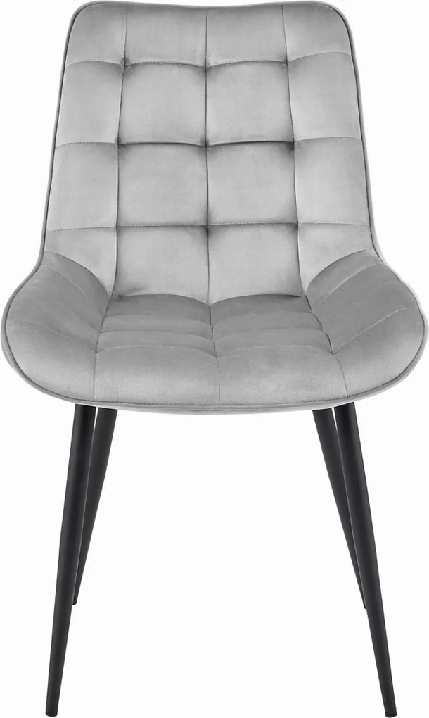 Svetlosivá zamatová stolička BERA s čiernymi nohami