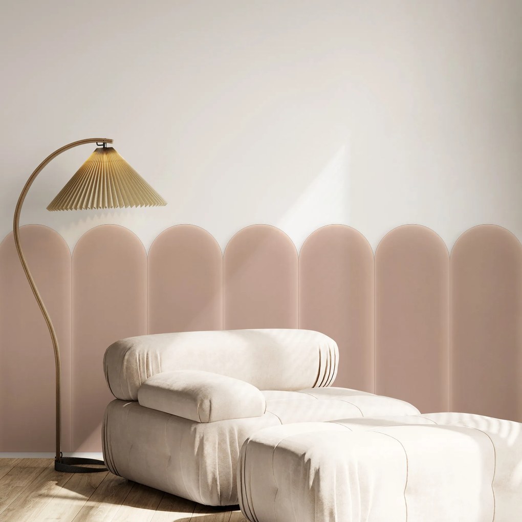 Zamatový čalúnený panel - Oblúk - 20x80cm Farba: Púdrovoružová