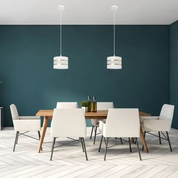 Luster na lanku HELEN 1xE27/15W/230V pr. 20 cm biela/zlatá