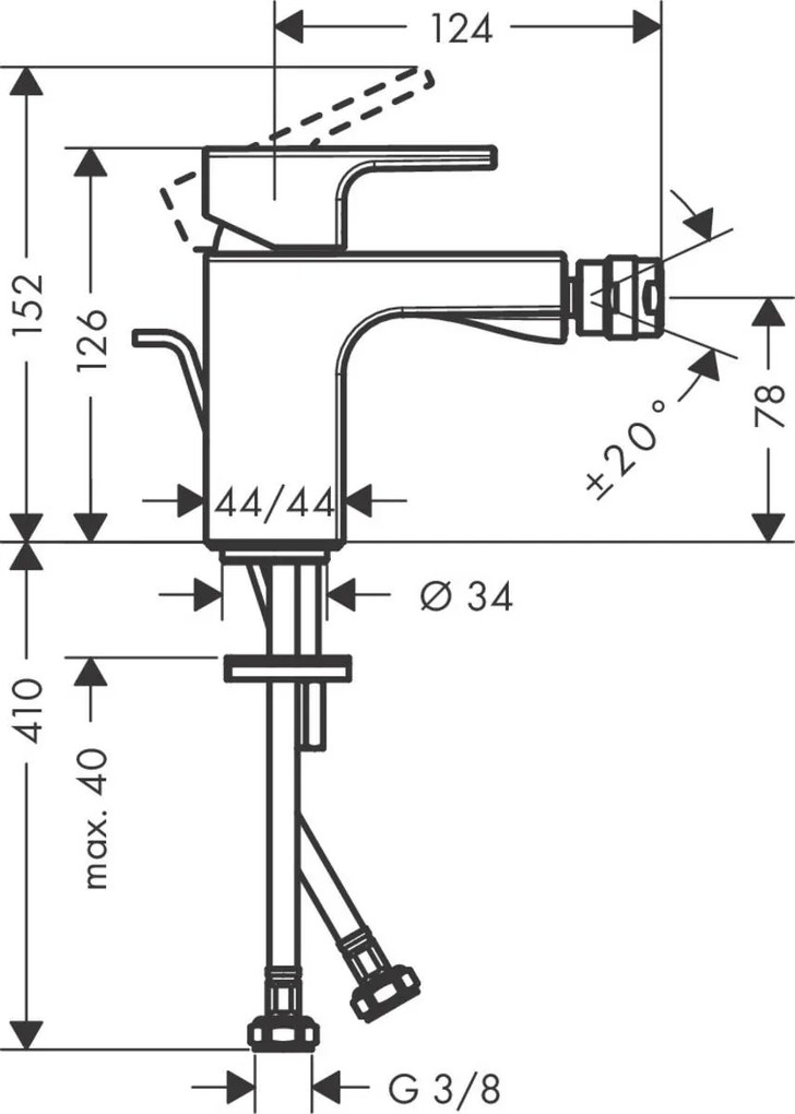 Hansgrohe Vernis Shape, bidetová batéria stojanková s odtokovou garnitúrou, čierna matná, HAN-71211670