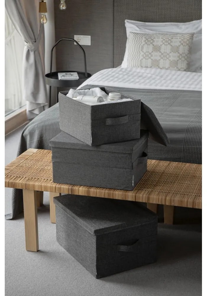 Sivý látkový úložný box s vekom 35x19x26 cm Soft Storage – Bigso Box of Sweden