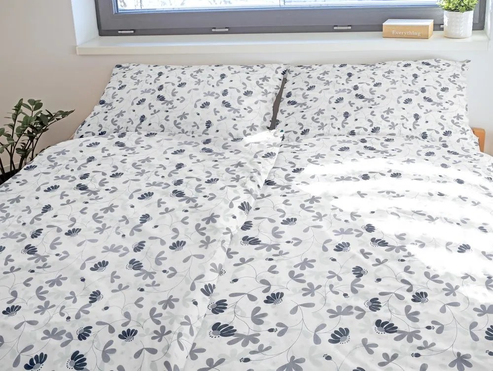 Polášek Bavlnené obliečky KVETINOVÁ HARMÓNIA - Modrá | 140 x 220 cm / 70 x 90 cm