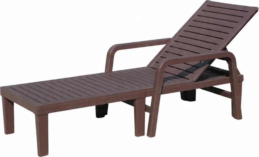 GARDEN LINE Záhradné lehátko 192 × 66 × 33 cm GardenLine Farba: tmavohnedá