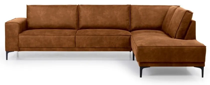 Koňakovohnedá rohová pohovka z imitácie kože (pravý roh) Copenhagen – Scandic