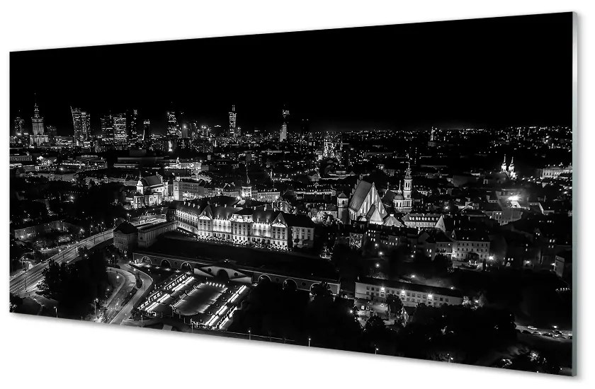 Obraz na akrylátovom skle Nočná panoráma varšavy mrakodrapov 100x50 cm