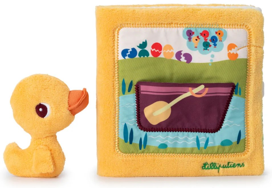 Lilliputiens - textilná knižka - Káčer Gaspard na farme