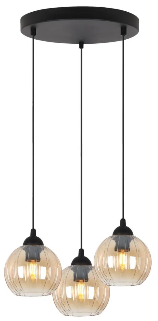 Závesné svietidlo Costa, 3x medové sklenené tienidlo, b, o