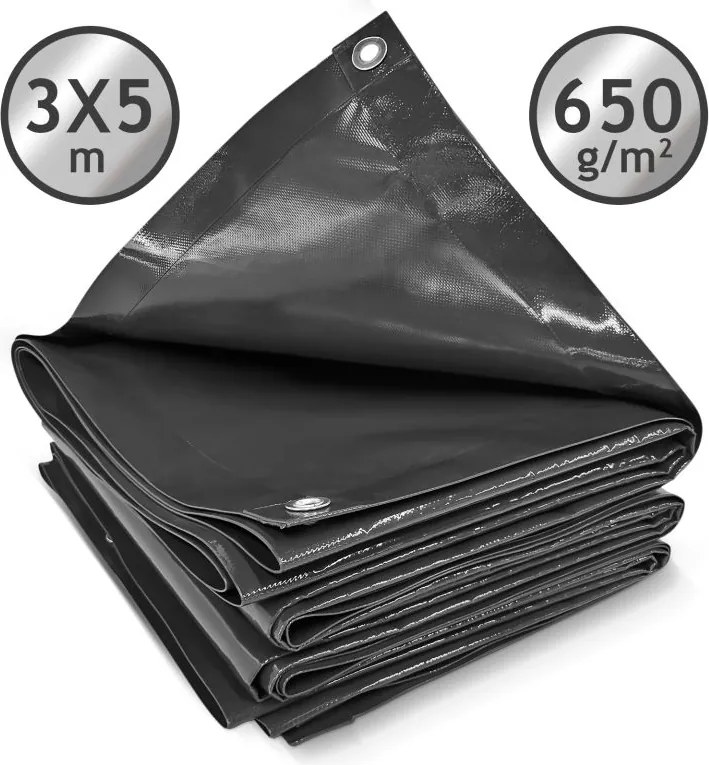 JAGO Plachta 650 g/m², hliníkové oká, antracit, 3 x 5 m