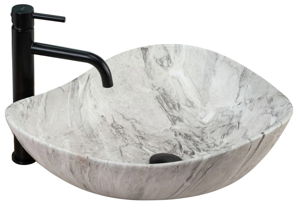 Rea Dora Stone, umývadlo na dosku 515x400x175 mm, šedá imitácia kameňa, REA-U5066