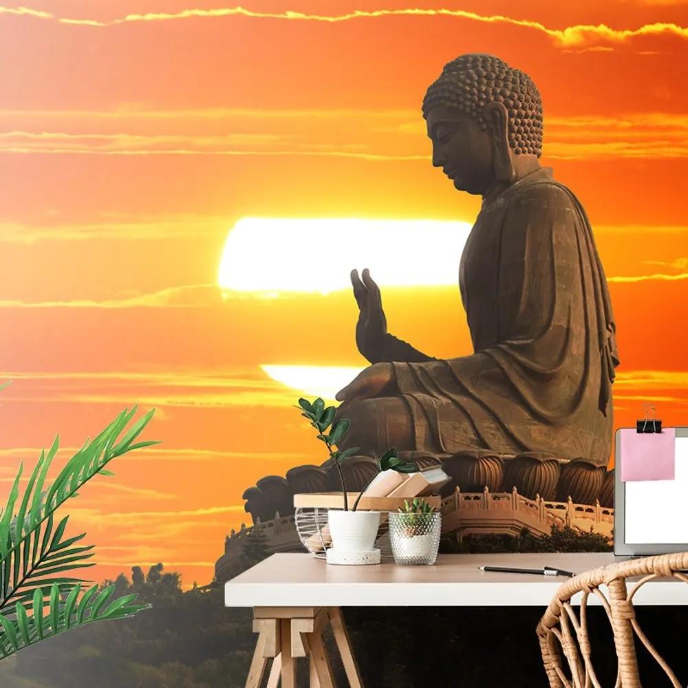 Samolepiaca tapeta socha Budhu pri západe slnka - 150x100