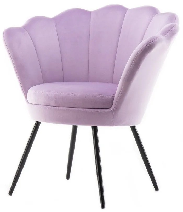 LuxuryForm DESIGN Kreslo FREY VELUR s čiernymi nohami - levanduľa