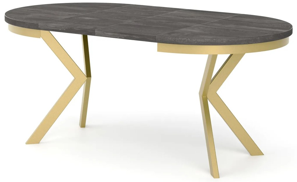 OKRÚHLY ROZKLADACÍ STÔL HAROLD S OBRÚČOU 100 / 176 cm ZLATÝ