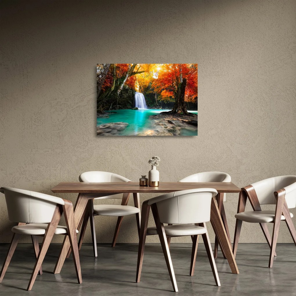 Sklenený obraz - Smaragdová lagúna (70x50 cm)