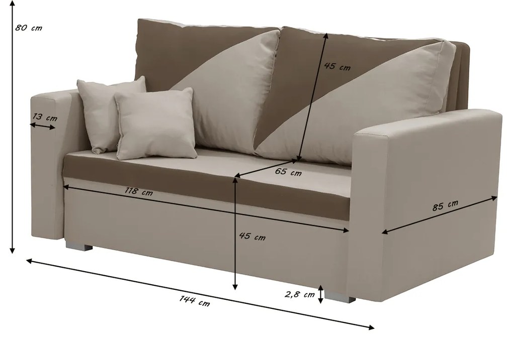 Dvojmiestna rozkladacia pohovka ASTRA2 Hnedá/béžová