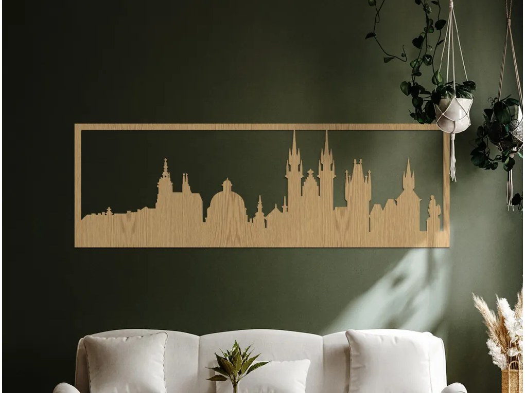 drevko Obraz Praha panoráma Rozmer obrazu: 29,5 x 89 cm, Farba dekorácie: Čierna