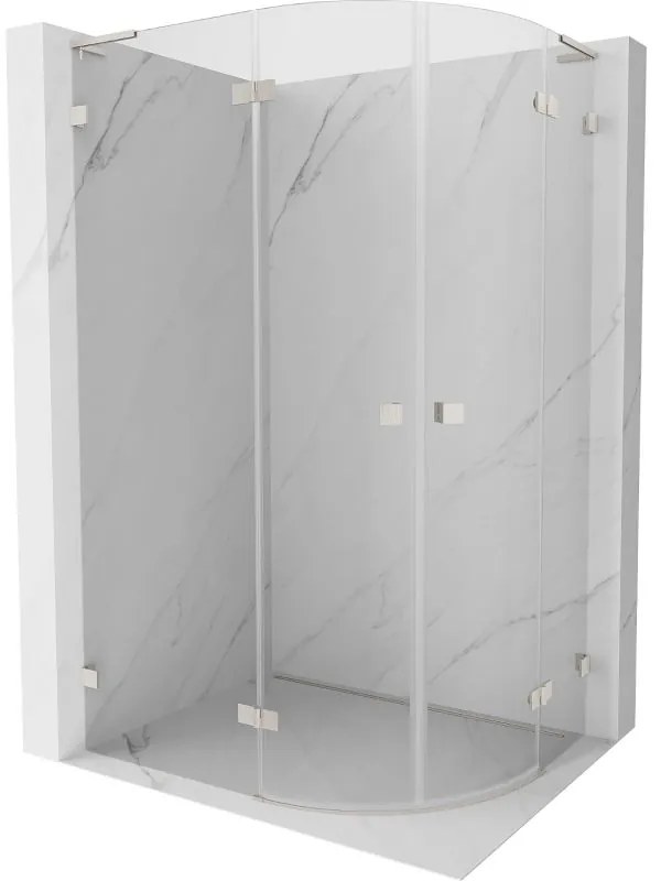 Mexen Lunar, L polkruhový sprchový kút naklápací doľava 90 x 70 cm, 8mm číre sklo, oceľový profil, 833L-090L-070P-97-00