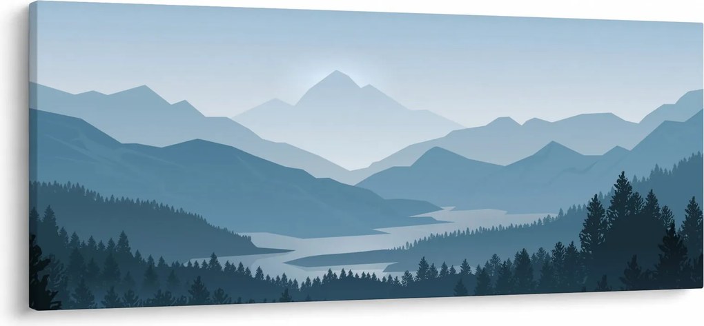 Obraz - Hory pohľadom grafika (120x50 cm)