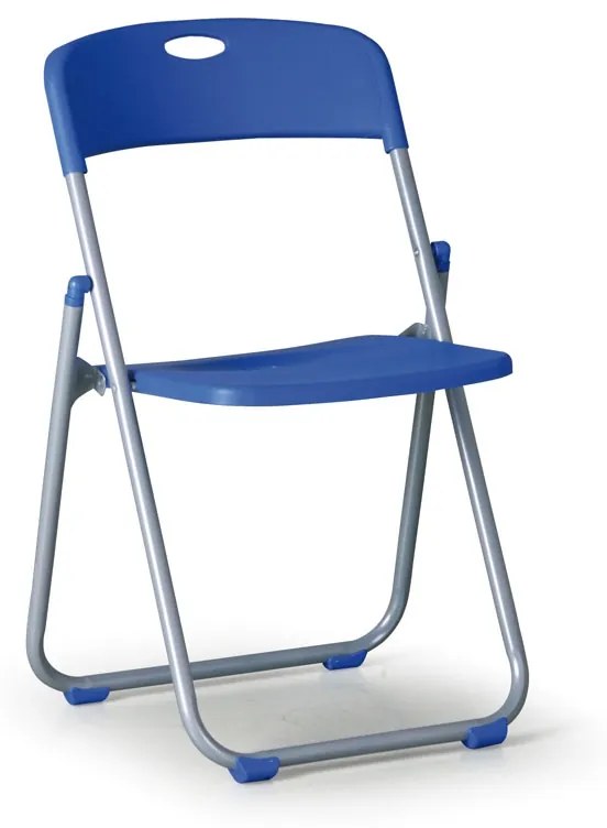 Skladacia stolička s kovovou lakovanou konštrukciou CLACK, modrá