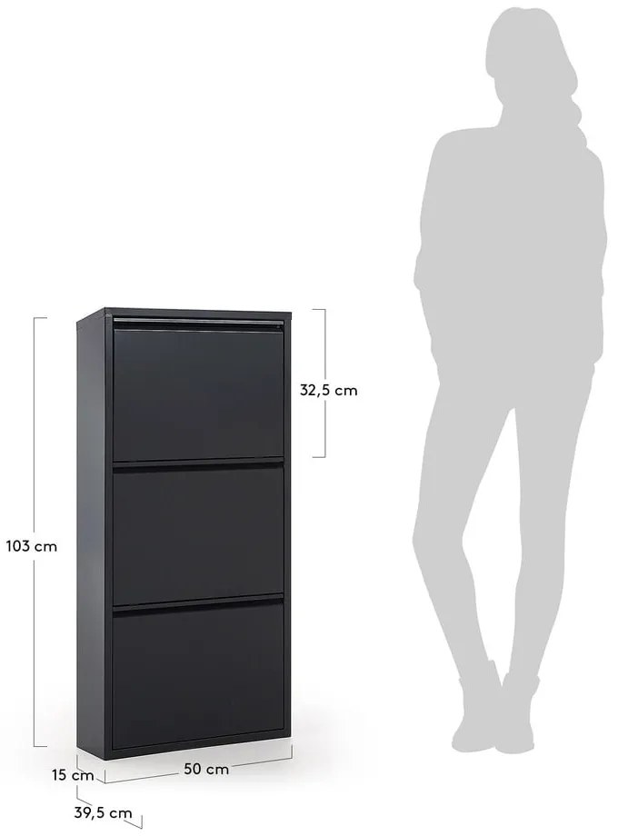 Antracitovosivý kovový výklopný botník Rox - Kave Home