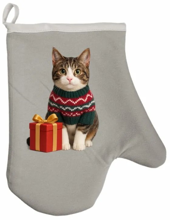 Vianočná kuchynská rukavica Meow EMI, sivá