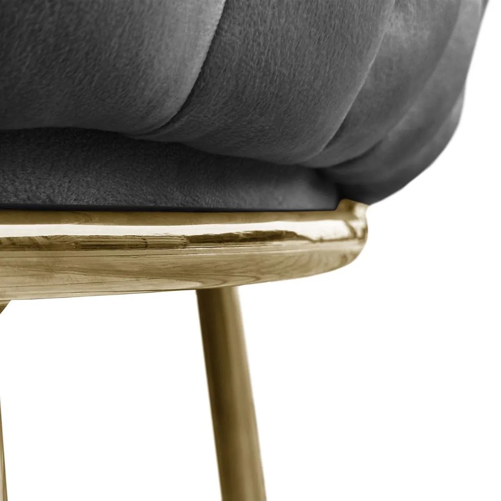 DIZAJNOVÁ STOLIČKA SHELLY ŠEDÝ ZAMAT + ZLATÁ