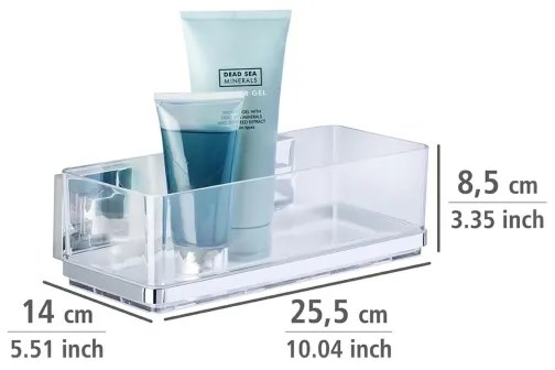 WENKO 22692100-Polička VACUUM-LOC QUADRO ED 25,5x14 cm strieborná/priehľadná