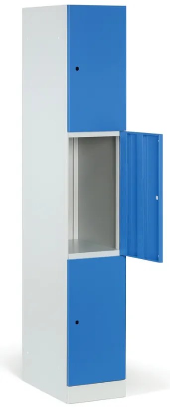 Šatníková skrinka s úložnými boxmi, 3 boxy, 1850 x 300 x 500 mm, demont, zámok s čítačkou RFID kariet, zelené dvere