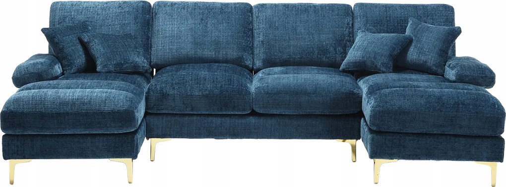 Modulárna pohovka v tvare U Dvojité rozkladacie sedadlo Szenil, modrá