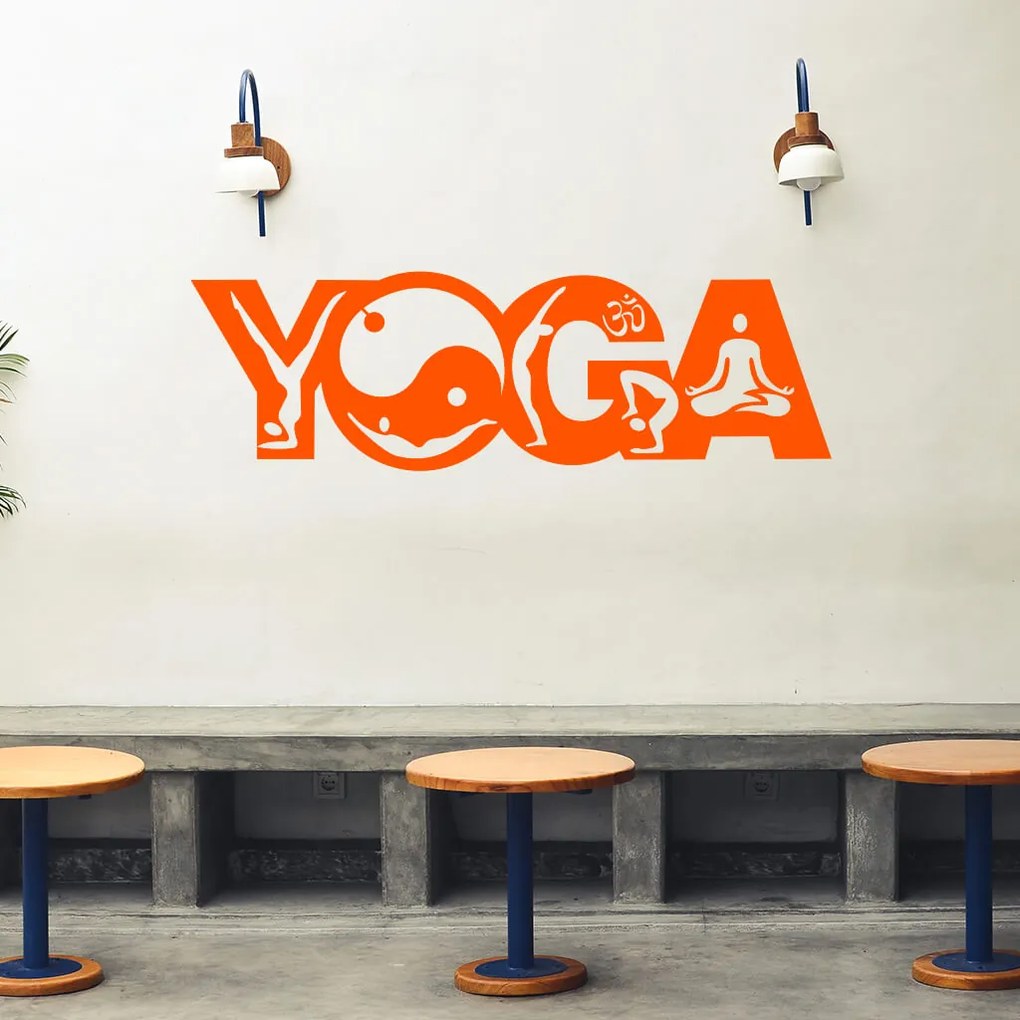 Veselá Stena Samolepka Joga Farba: oranžová, Veľkosť: 80 x 25 cm