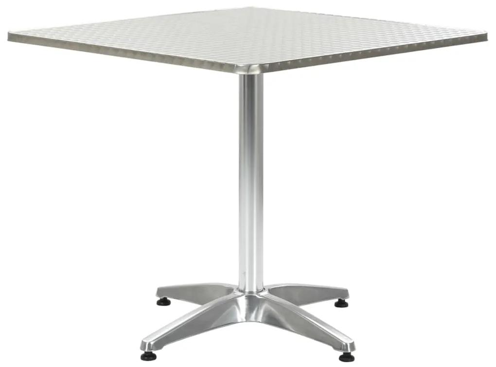Záhradný stôl, strieborný 80x80x70 cm, hliník 48716